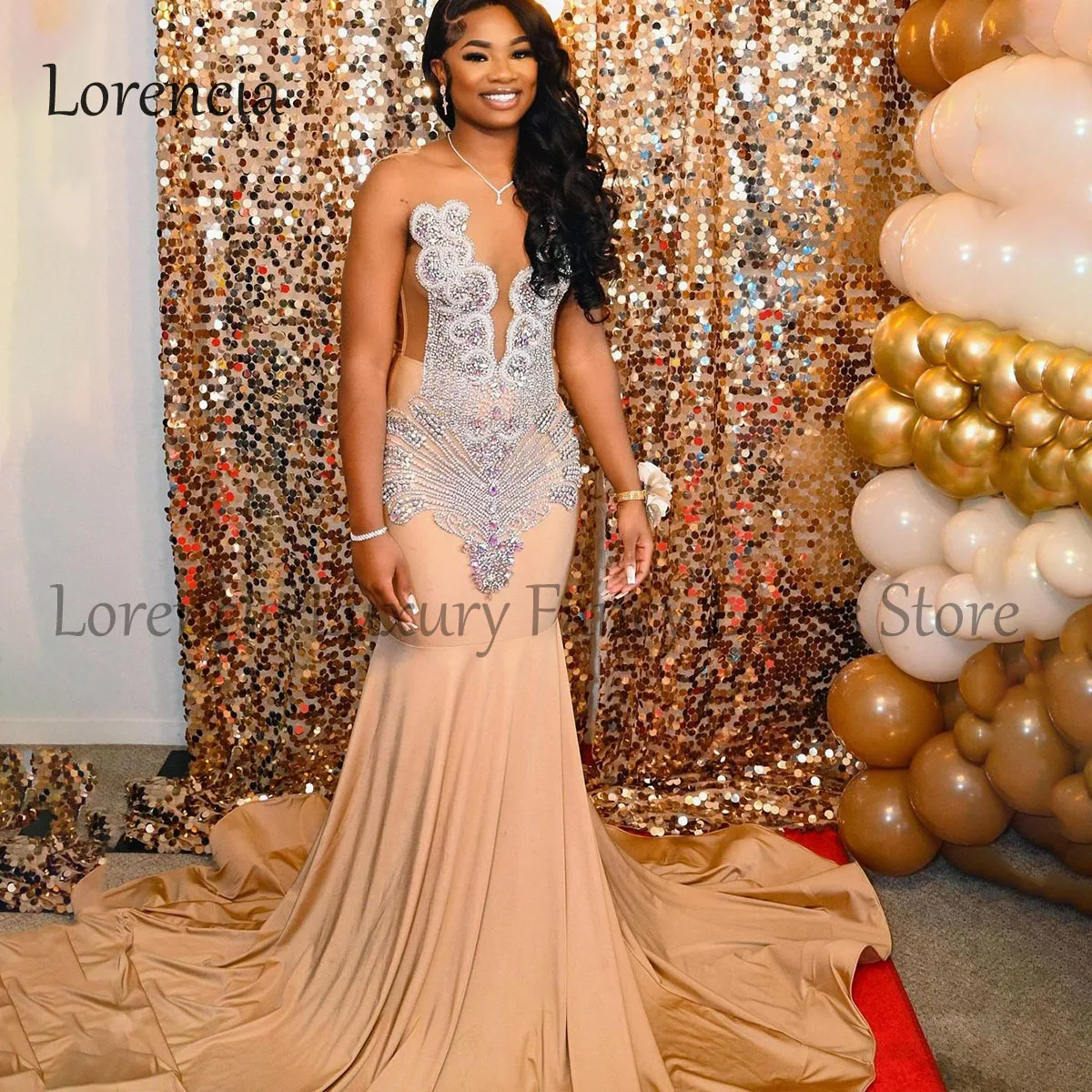 

2024 Diamonds Mermaid Prom Dresses For Black Girl Sleeveless 2024 Beaded Crystals Evening Party Elegant Formal robes de soirée