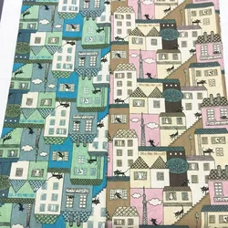 Nordic Small House Series Vintage Patchwork Painting Hemp Cotton Linen Fabrics Sewing Textiles Manual Craft Cloth DIY Materials