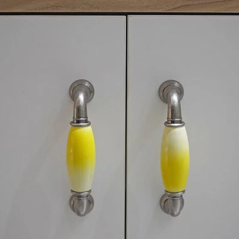 Yellow Ceramic Handles Nordic INS Cabinet Handles Door Drawer Knob Shoe TV Wardrobe Cupboard Furniture Pulls Diy Home
