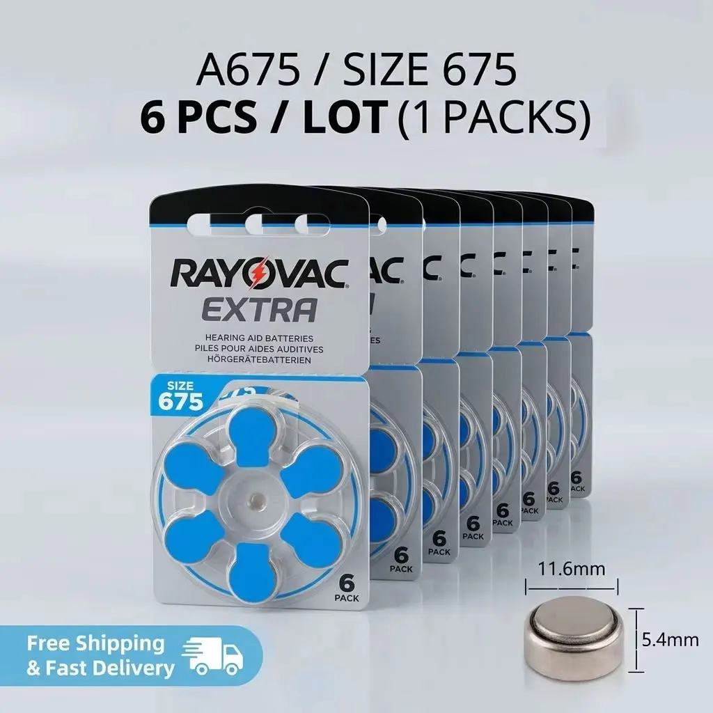 

Rayovac Extra Zinc Air Hearing Aid Batteries Size 675 A675 675a PR44 DA675 E675 For Ear Hearing Amplifier
