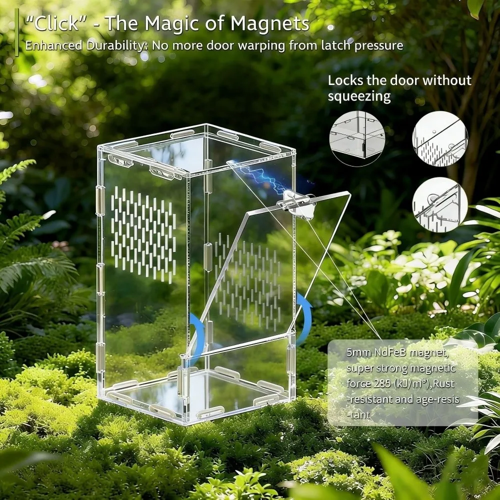Acrylic Jumping Spider Enclosure Buckle Lock Escape Proof Reptile Feeding Tank Ventilated Transparent Reptile Habitat - view 5