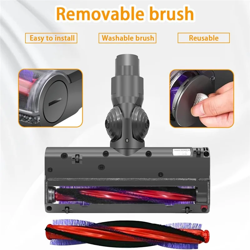 

ABEZ Electric Brush Head For Dyson V7 V8 V10 V11 V15, Floor Nozzle Replacement Parts Anti Tangle Brush Head