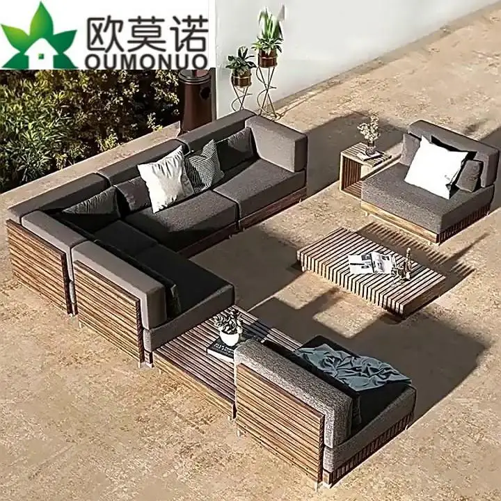 

Solid wood outdoor sofa sun room outdoor garden courtyard villa outdoor terrace rain and sun protection teak furniture