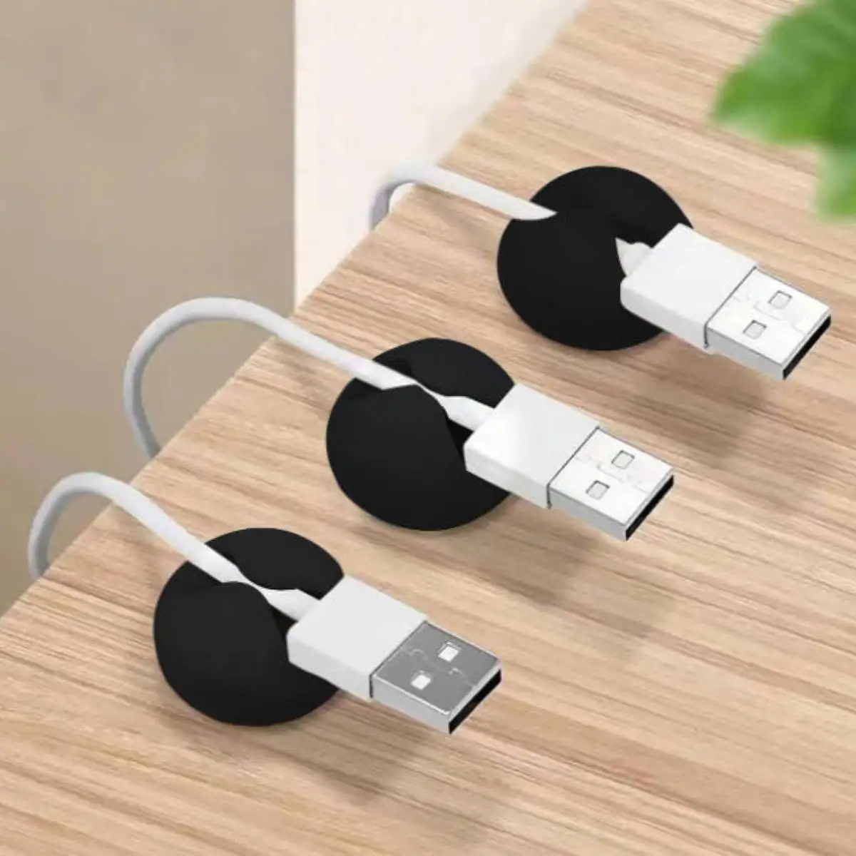 1Pc Round Self Adhesive Cable Clip, Desktop Wire Cord Holder Keeper, USB Charging Cable Organizer for Desk Cable Management