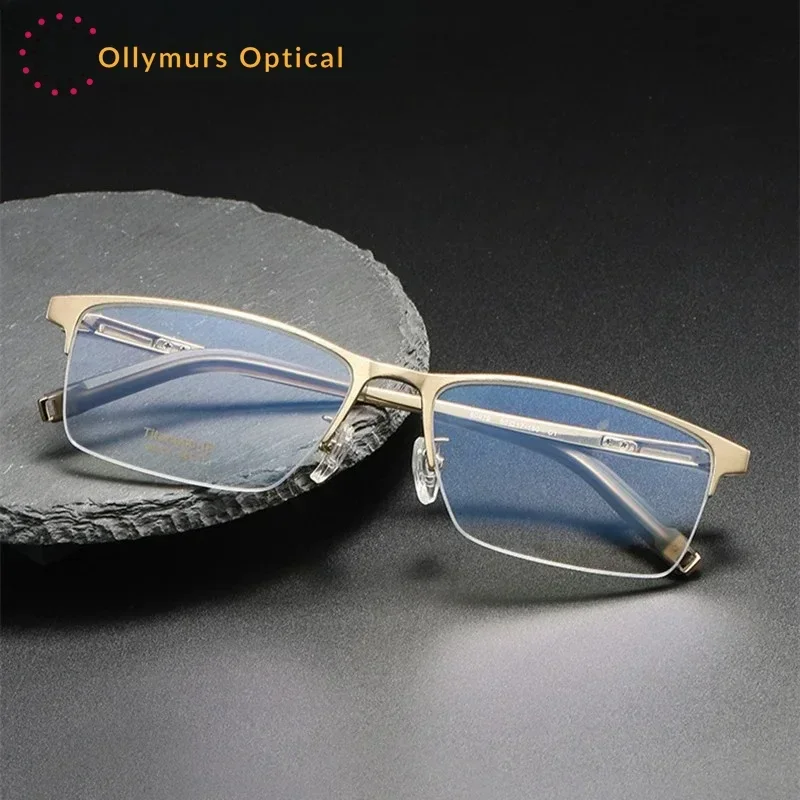 

Очки Ollymurs Janpan Titanium для мужчин, оптические очки Gafas Gentlemen с диоптриями, дизайнерские, для коррекции близорукости, мужские
