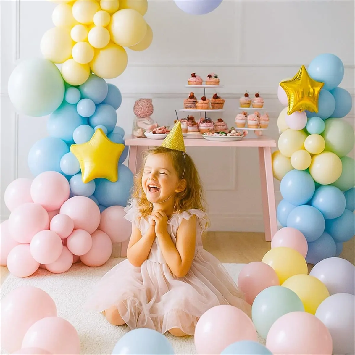 1pcs Balloon Column Stand Kit, 7 Feet Height Adjustable Balloon Tower Pillar with Reusable Metal Telescopic Design