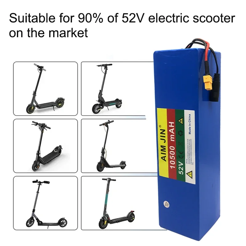 52V 10500mAh 14S3P Li-Ion Rechargeable Battery Pack 10.5Ah Built-in BMS 250W 500W 750W Lithium Batteries