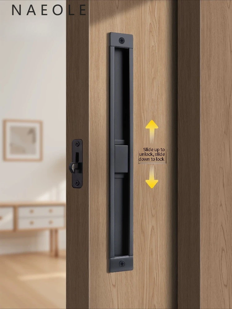 Japanese Style Pocket Sliding Door Lock, Embedded Sliding Rail Folding Door with Indicator, Universal Built-in Safety Lock
