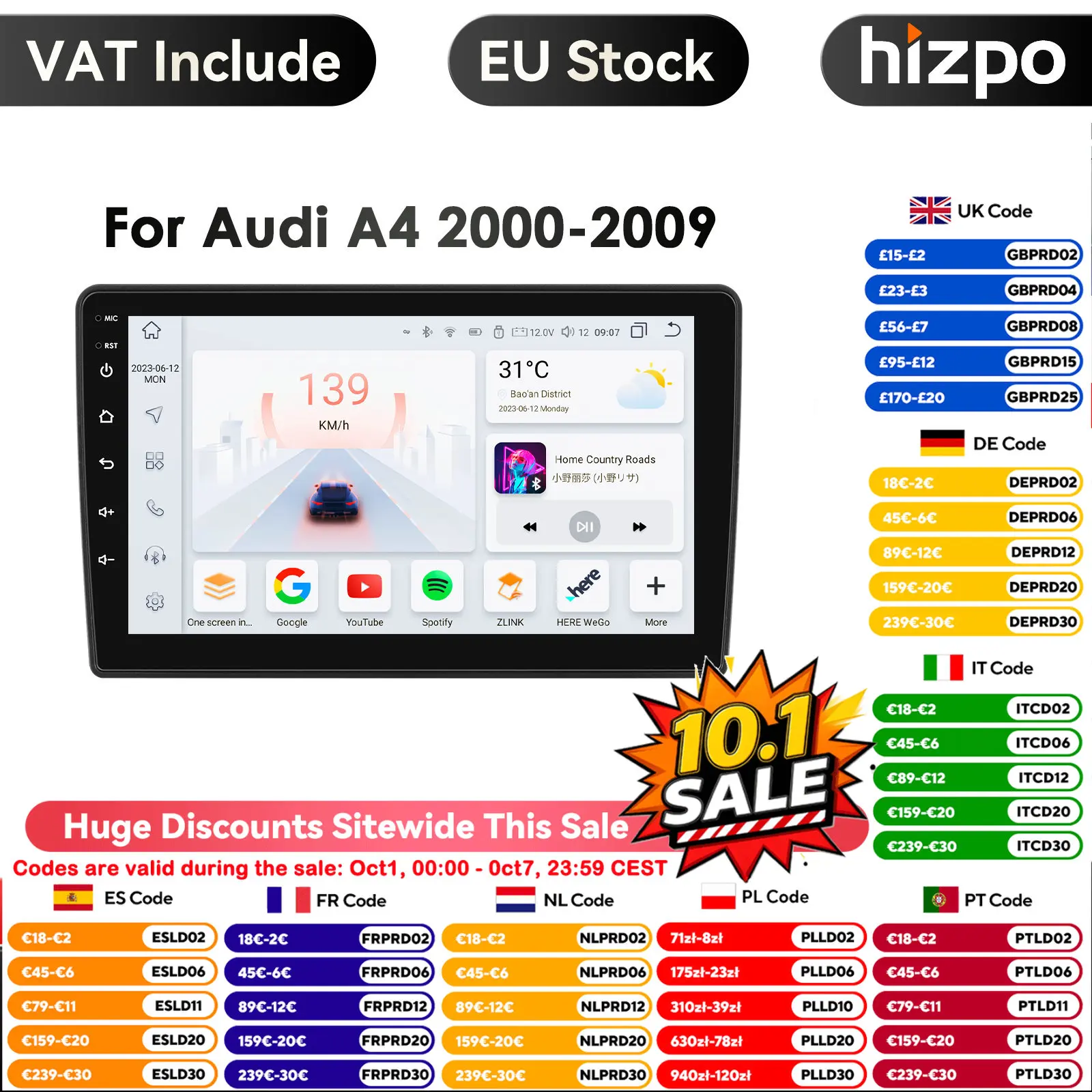 9 ''2din Android AutoRadio lettore Video multimediale per Audi A4 2000-2009 S4 B6 B7 RS4 Seat Exeo GPS Nav Carplay AutoRadio 4G RDS