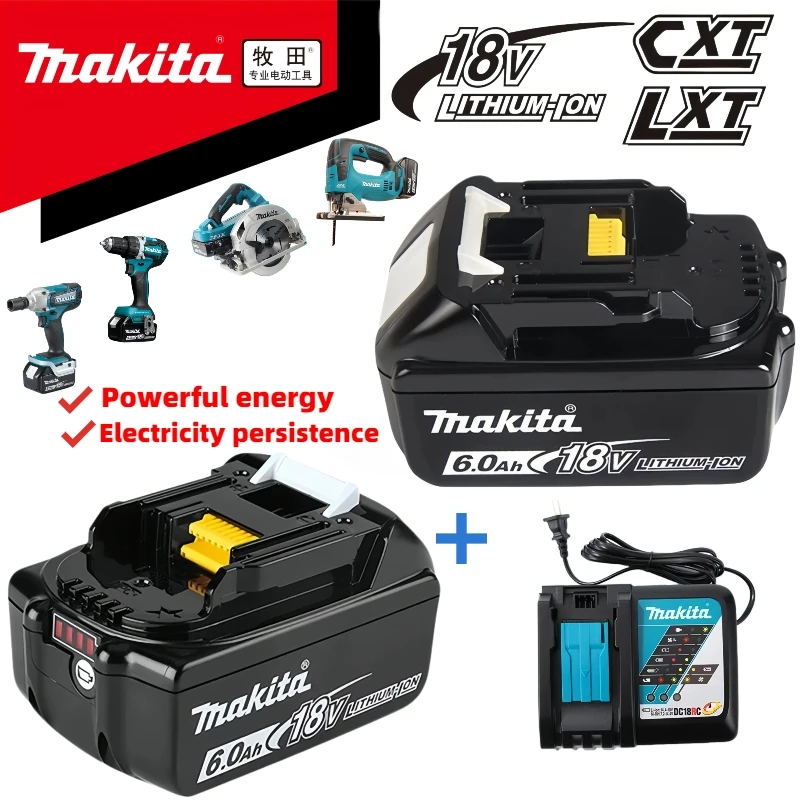 

Makita-100% Original Rechargeable Power Tool Battery, Replaceable LED Lithium-ion, 6.0 Ah 18V LXT BL1860B BL1860BL1850