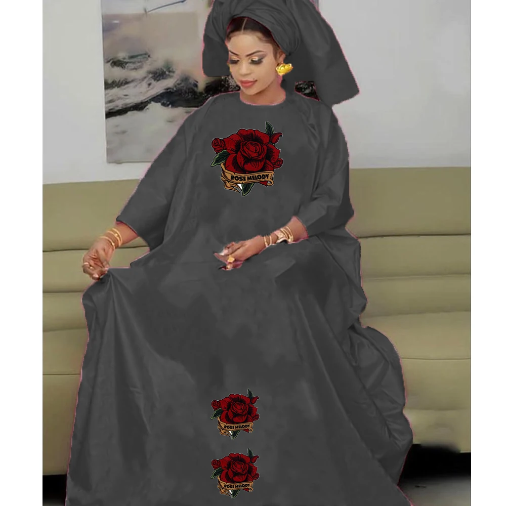 Bazin Dresses For Women African Traditional Evening Gowns Clothing For Party And Wedding Basin Riche Cloth Robe With Headscarf