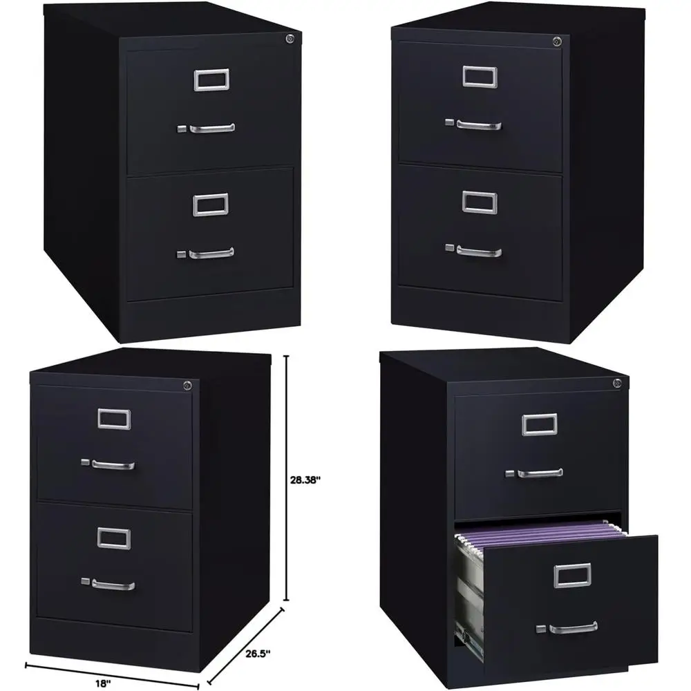 

Metal 2-Der Legal Width Veal iling Cabinet, 26.5" D, Black inish, Commercial Grade nstruction, Ball-Bearing Der Slides, Lock Inc