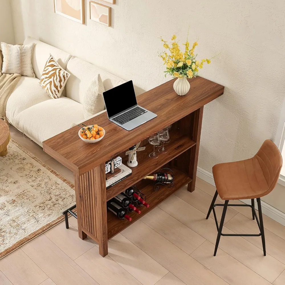Walnut Two-Tier Bar Table 4