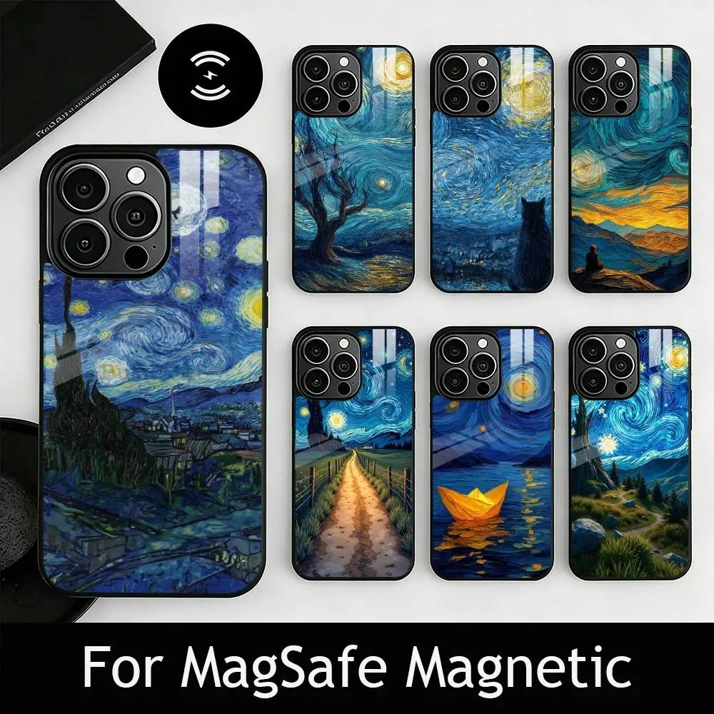 

T-The S-Starry N-Night Phone Case For iPhone17,16,15,14,13,12,11 Plus,Pro Magnetic For Magsafe Wireless Charging