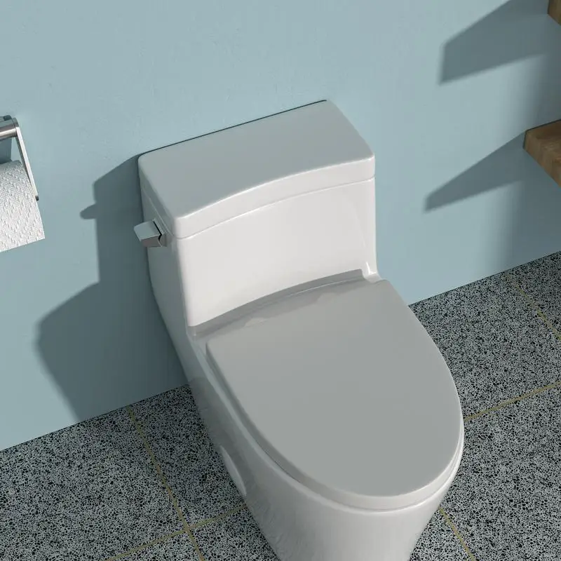 Ceramic One-Piece Toilet, Single Flush, Soft-Close Seat, Compact Design for Small Bathrooms