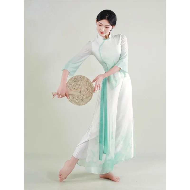 

Classical dance costumes, graceful body movements, flowing gauze clothing, practice clothes, mesh Chinese dance costumes, female