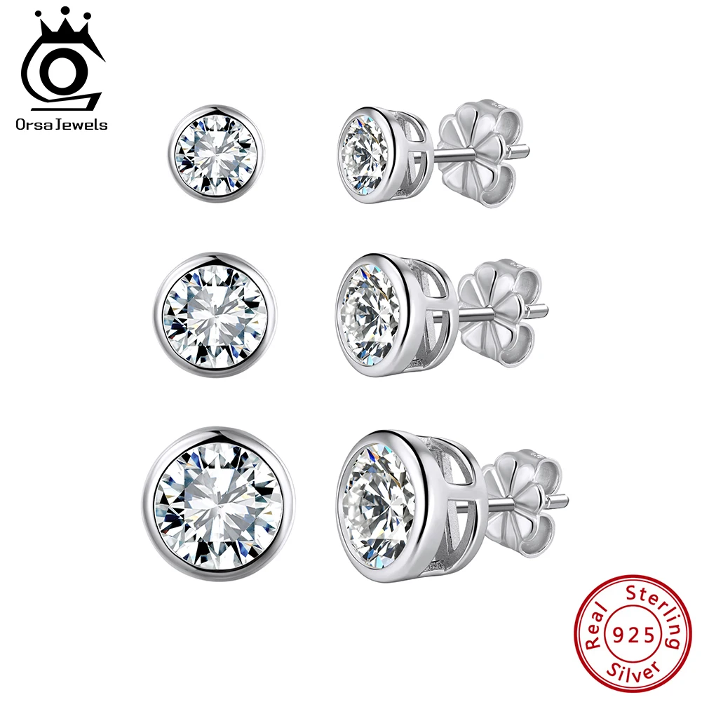 

Серьги-гвоздики ORSA JEWELS из стерлингового серебра 925 пробы с муассанитом 0,5-2 карата, круглые, блестящие, простые, с муассанитом, подарок, MOE16