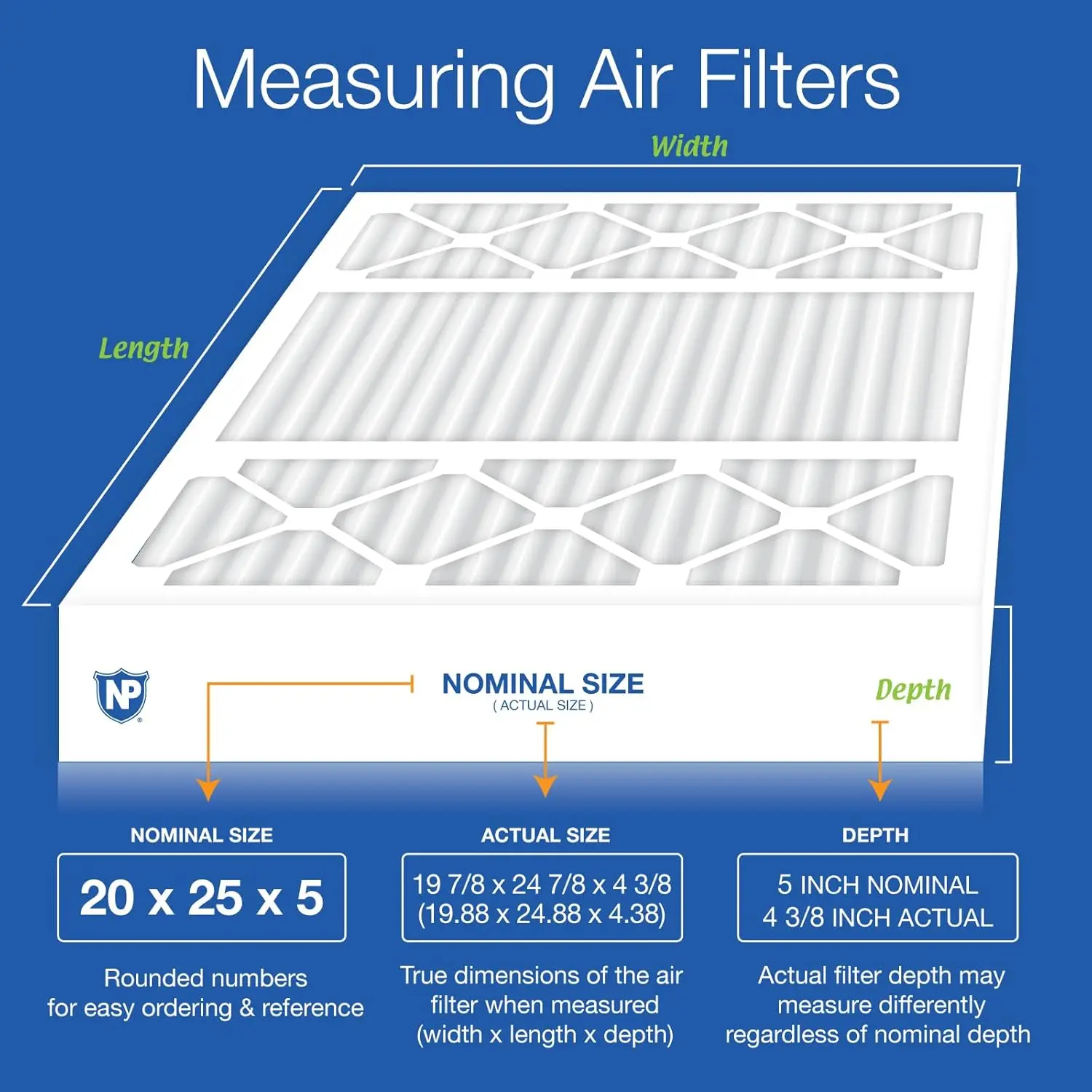 20x25x5 (19_7/8 x 24_7/8 x 4_3/8) Honeywell/Lennox Replacement MERV 15 Air Filters 4 Pack