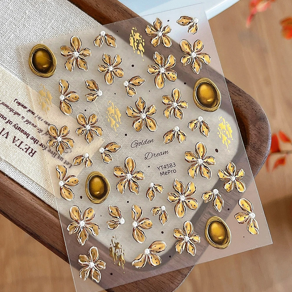 5D الخريف زهرة مسمار ملصقات مائي ورقة الشيطان زهرة الخريف مسمار الشارات ذاتية اللصق DIY بها بنفسك مانيكير تصميم النساء المنزل المنزلق