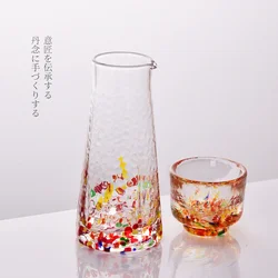 Japanese Color Crystal Sake Pot Shot Glass Set Hammer Pattern Liquor Wine Divider Colour Point Spirit Decanter Vodka Cups Teacup
