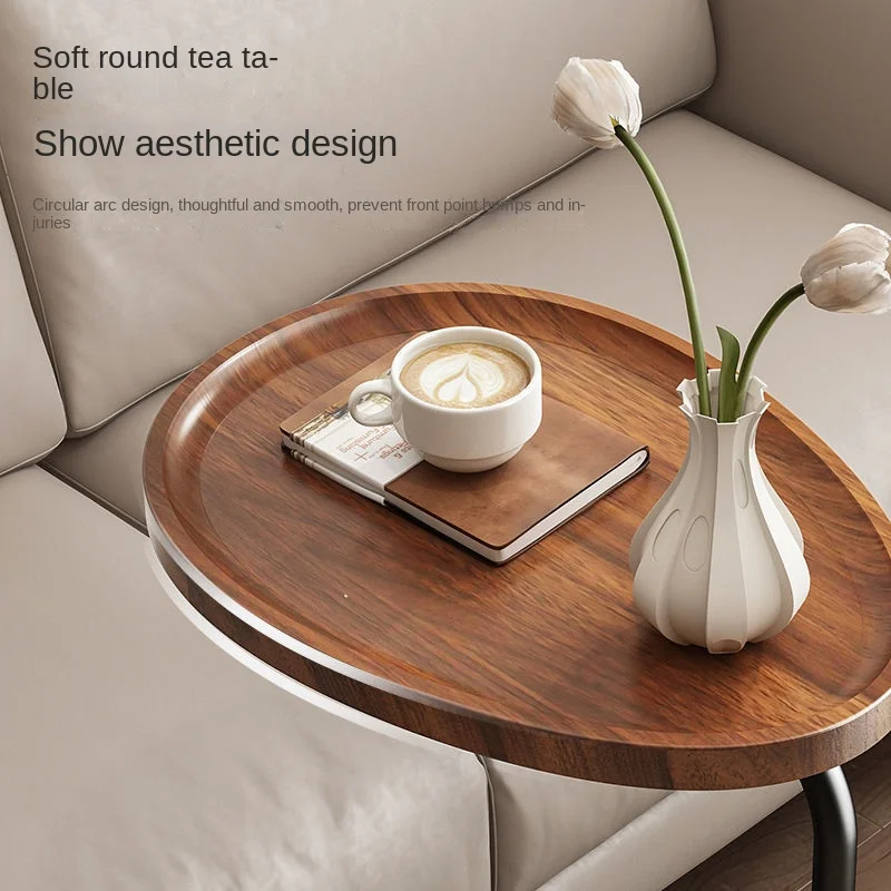 Simple Modern Corner Table Bedside Reading Oval Coffee Table Tea Solid Wood Counter Bedside Side Table Living Room Laptop Table