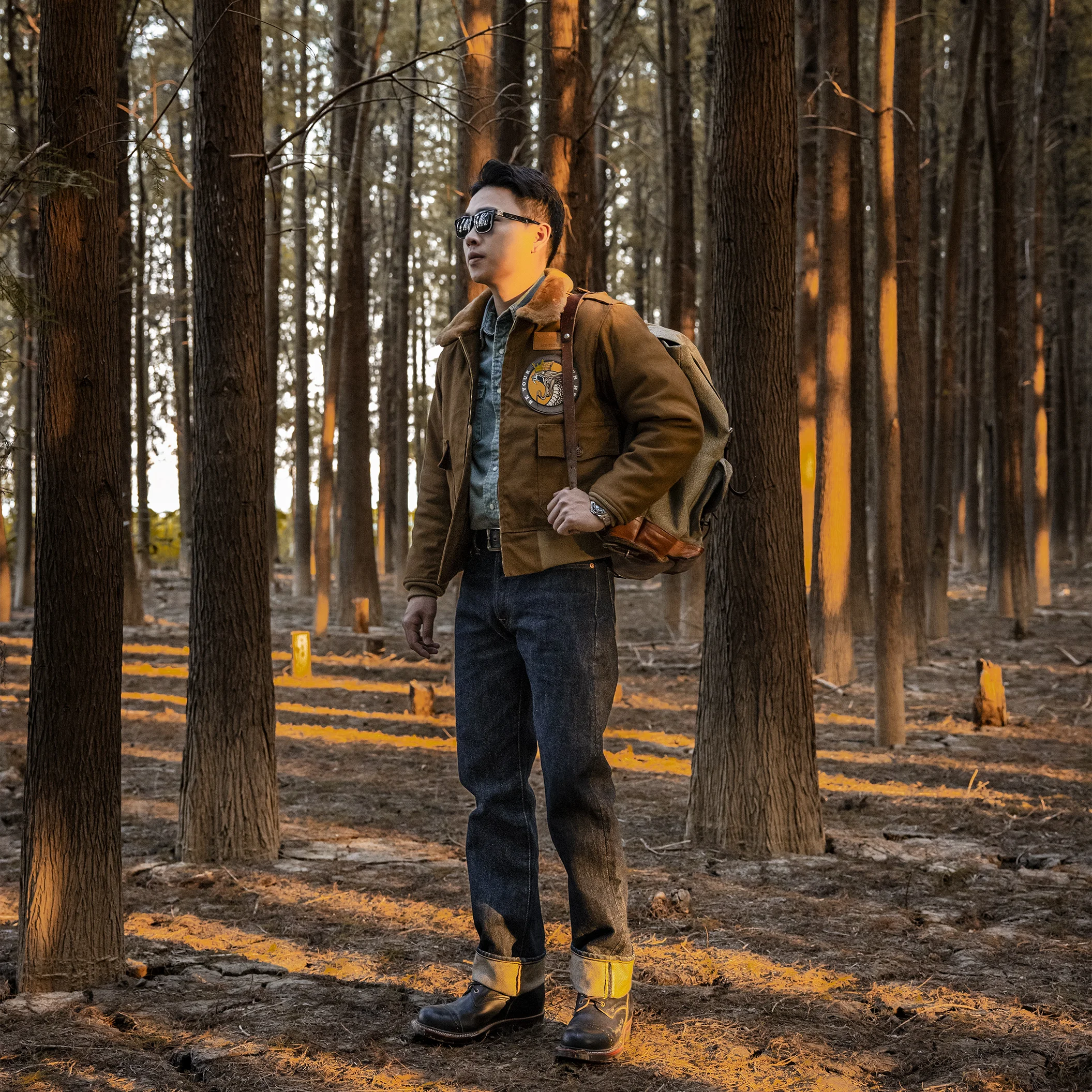 B10-0002 Red Tornado US Big Size Vintage Loose Fitting Super Quality Cotton Fabric  Wool Lining & Collar  B10  Jacket