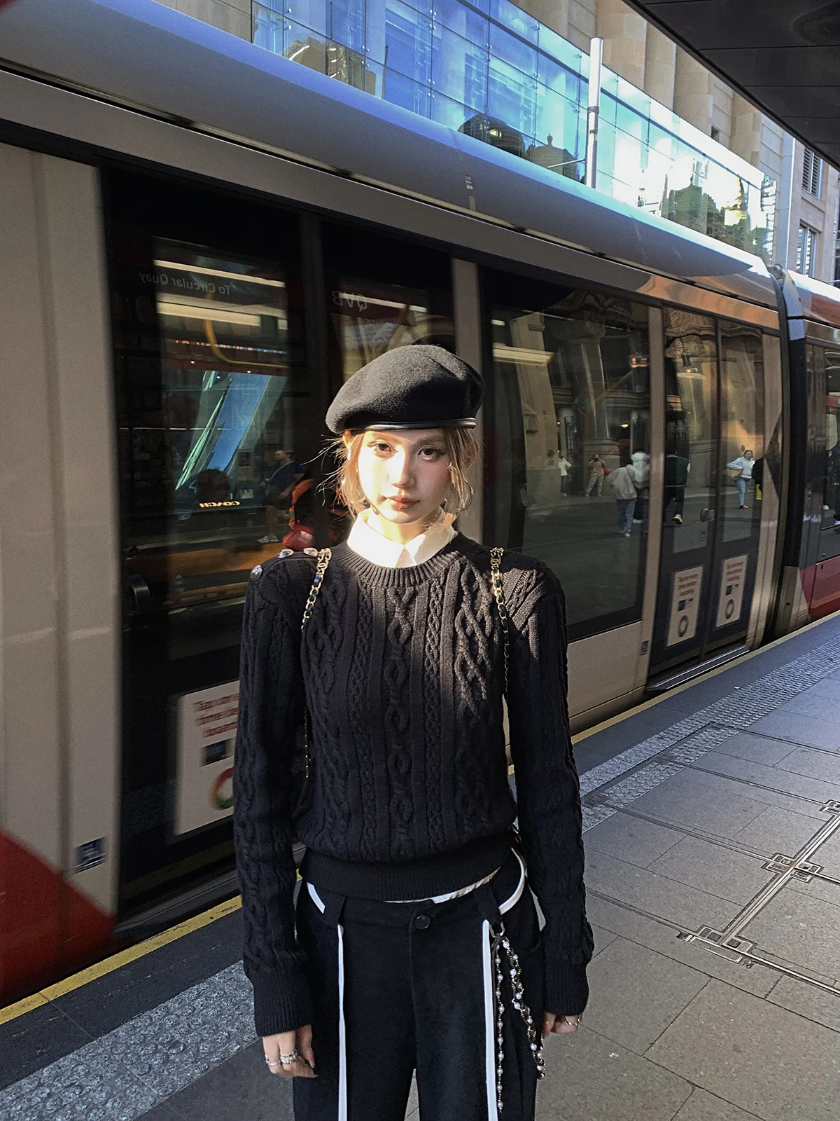 

Tongiiuu Early Autumn Vine School Fake Two-Piece irt Collar Twist Knit Sweater Women Loose Slimming Knitted Top Winter