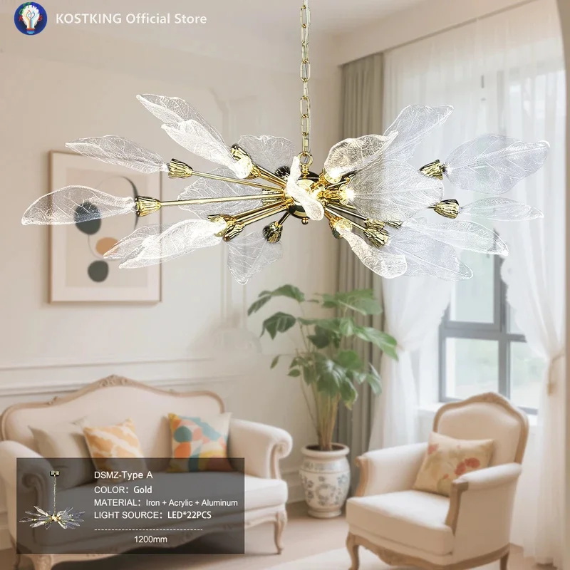 

French Leaf Pendant Hanging Chandelier Living Room Bedroom Modern Luxury Leaf Pendant Light Chandeliers Dining Room Kitchen Vila