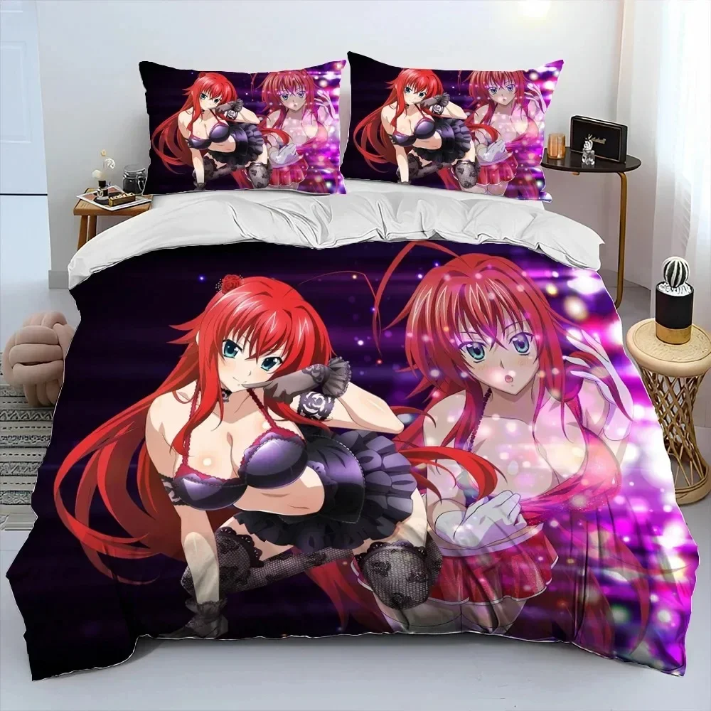 Sexy Girl High School DxD Anime Bedding Set Duvet Cover Bed Set Quilt Cover Pillowcase Comforter king Queen Size Boys Adult