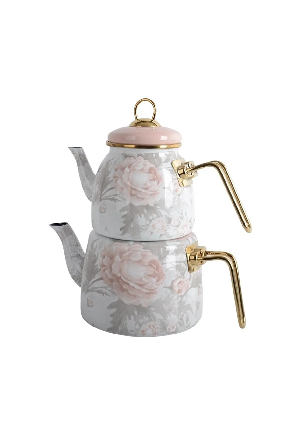 Pink White Enamel Non Stick Fireproof Teapot Set Heat Resistant Stainless Tea infeld Kettle Handmade Teapot With Handle