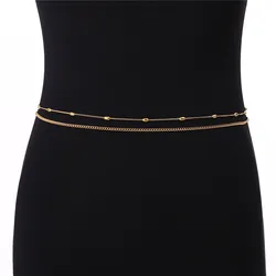 MinaMaMa New Fashion Multilayer Stainless Steel Bikini Beach Body Chain Waist Jewelry For Women Girls Fashion Belly Body Jewelry