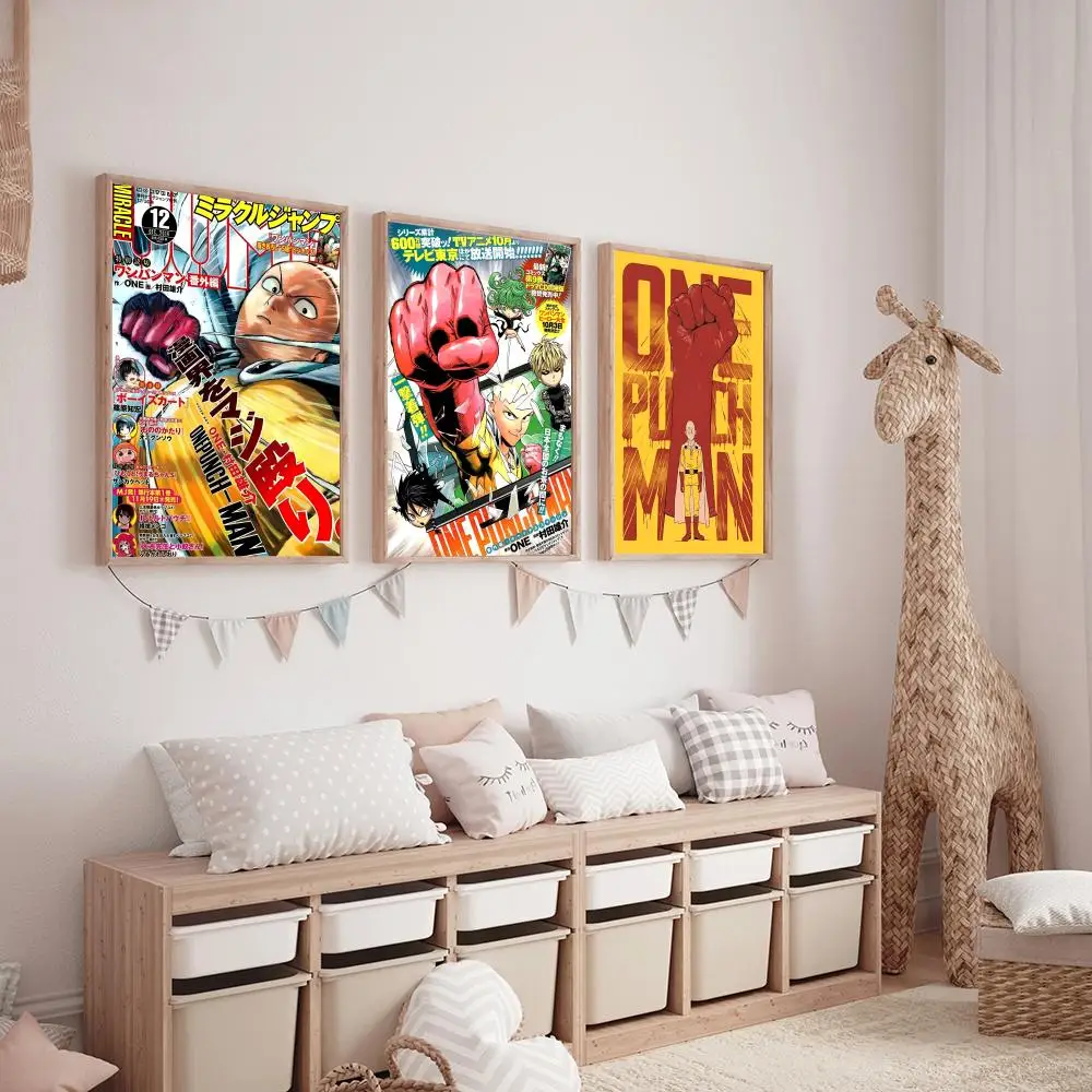 ملصق قماشي لخط الرسوم المتحركة One Punch Man Saitama: تجعد مجاني مقاوم للماء ومتين لجميع الفضاء لتزيين الحائط #3