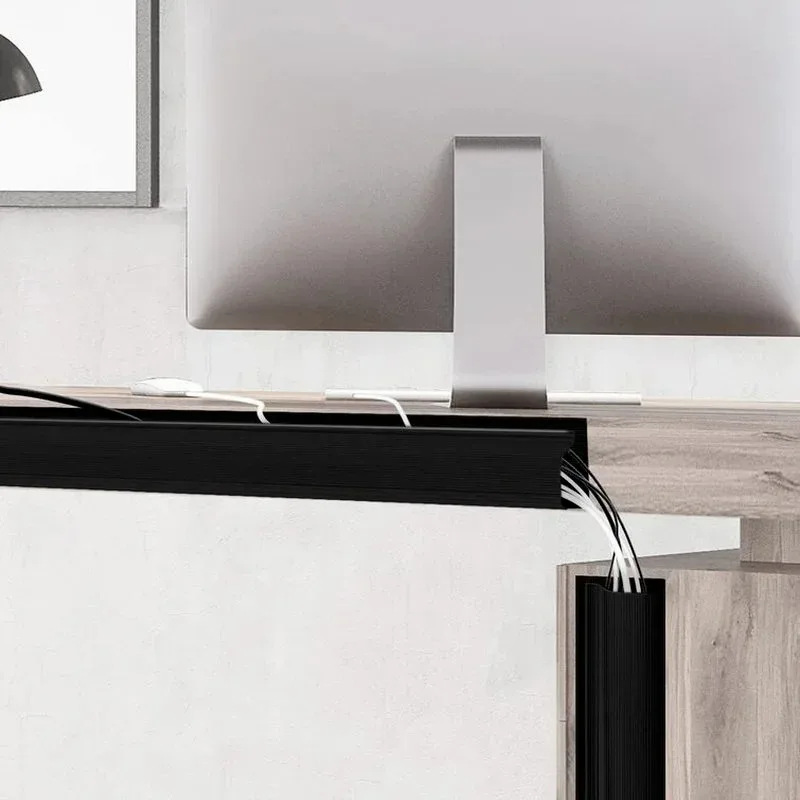 PVC Waterproof Cable Management Accessories J Channel Desk Cable Organizer Black Cable Protecter Under Desk Tv Background