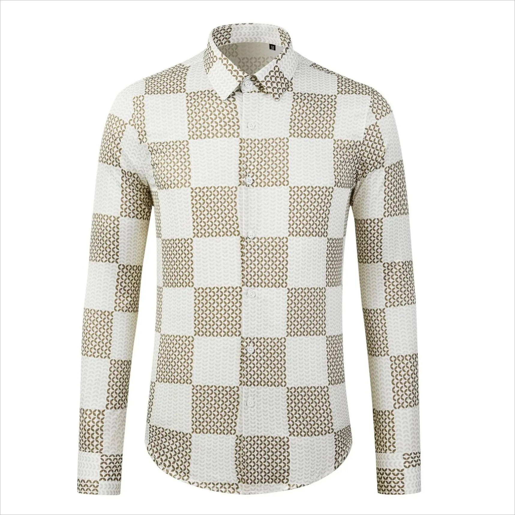 

Весенне-осенняя клетчатая рубашка, мужская деловая повседневная рубашка, облегающая рубашка с длинным рукавом для банкета и вечеринки, уличная мужская одежда 2025