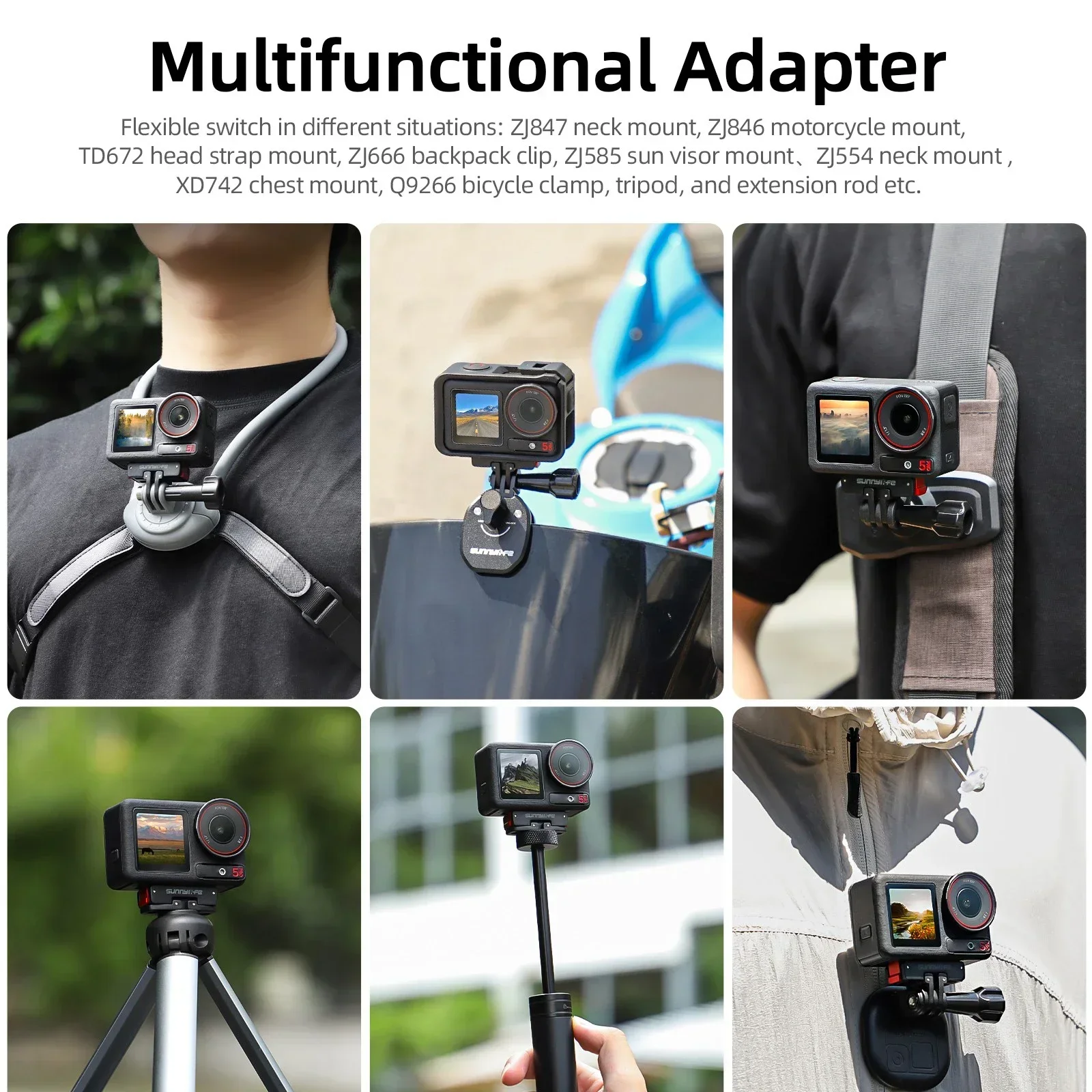 Sunnylife-soporte adaptador magnético de liberación rápida, montaje de interfaz 1/4 para DJI Action 5 Pro/Action 4/3/2, accesorios de cámara