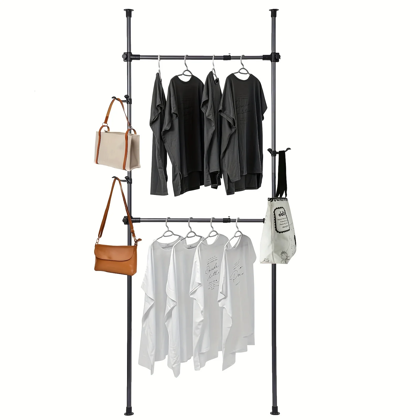 

Clothes Rack, Telescopic Clothing Rack for Hanging Clothes, 86 Inch- 119 Inch Adjustable Floor to Ceiling Heavy Duty Coat Rac