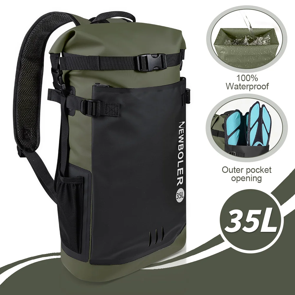 35L PVC Schwimm-Trockentasche Rucksack für Damen und Herren Wasserdichter Rucksack für Kajak Trekking Rafting Surfen Bootfahren – Detail 11