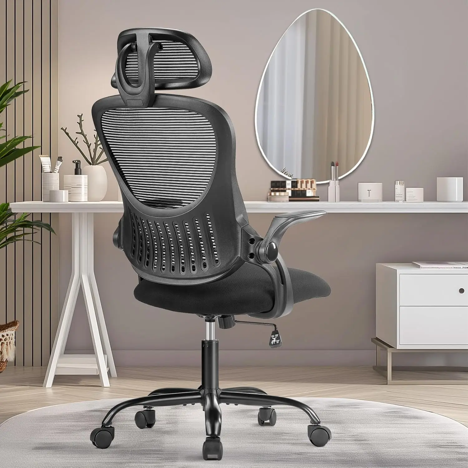 Smug Home Office Desk Chair, Ergonomic Computer Managerial Executive Chairs High-Back Work Swivel Task Chairs With Wheels,