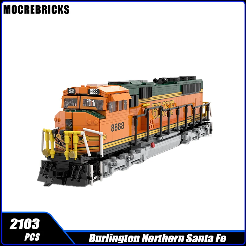 City Traffic Railway  Burlington Northern Santa Fe SD70MAC Traction locomotive Building Block Assembly Model Brick Toy Gifts