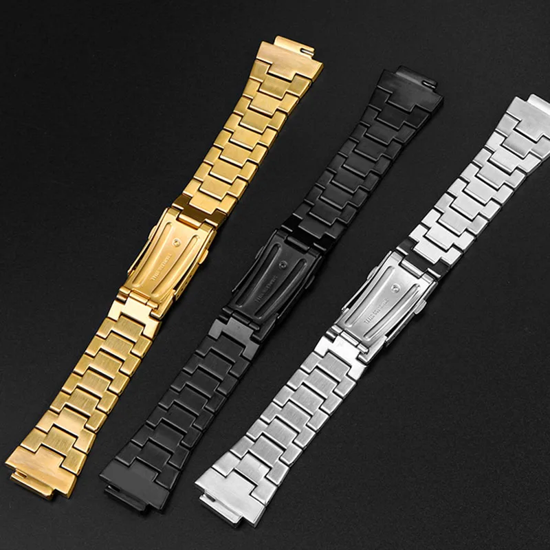 16mm Solid fine steel watch band for Casio Watch G-Shock small steel gun GM110 series stainless steel strap wristband Bracelet