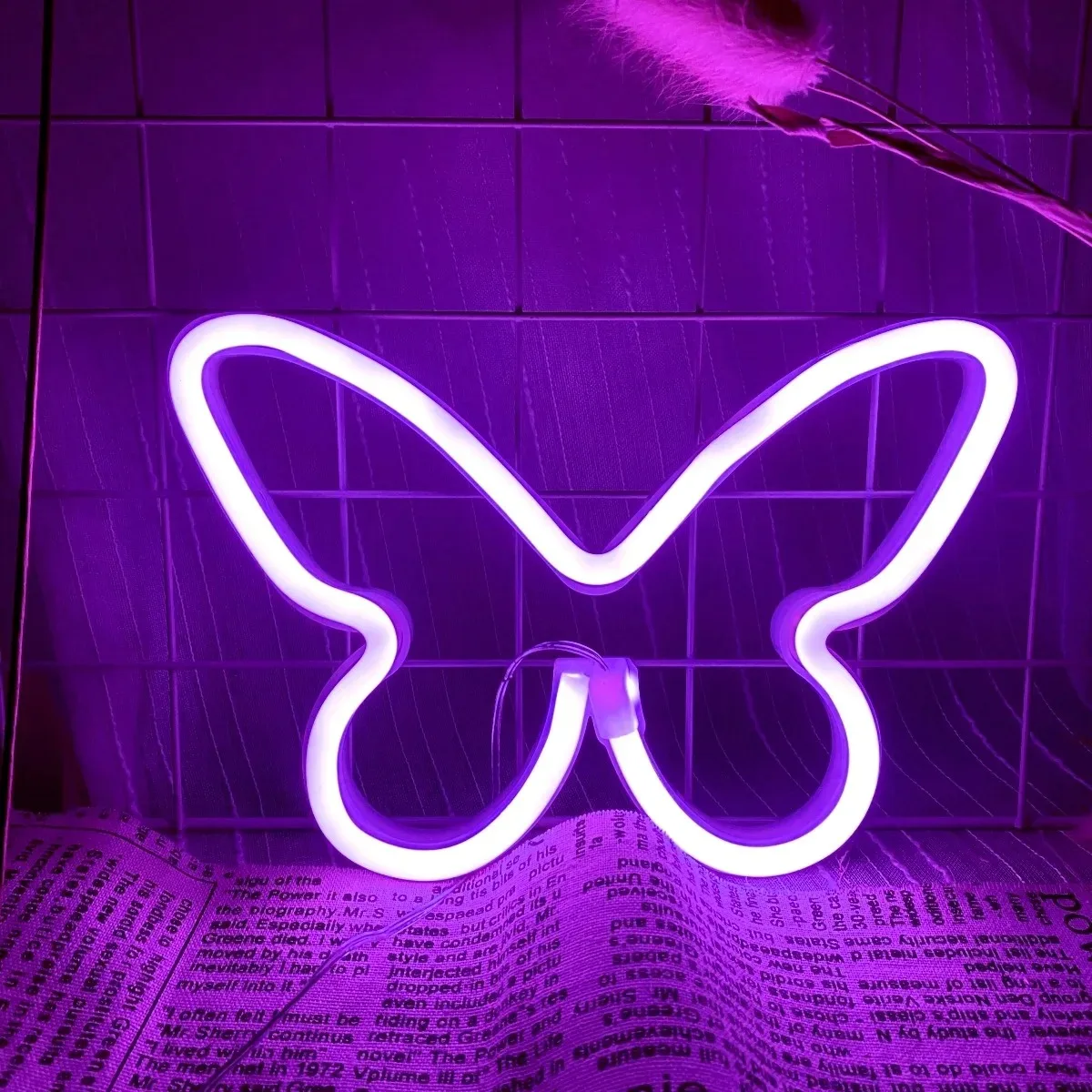 

Elegant Butterfly Shaped Glowing Neon Sign, Ambient Wall Lighting, Stylish Ornament for Indoor Space Festive Events Decoration