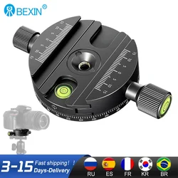 BEXIN QJ-08 360° Panoramic Rotating Quick Release Plate Clamp Tripod Head Universal DSLR Camera Photography Quick Release Base