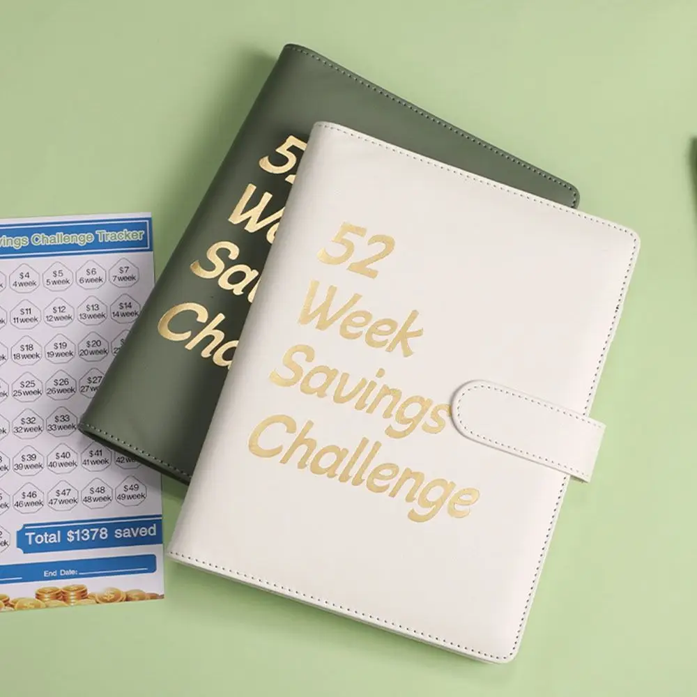 PU Money Saving Binder 52 Week Cash Envelopes Mini Budget Binder Durable Waterproof Envelope Savings Challenge Save Money