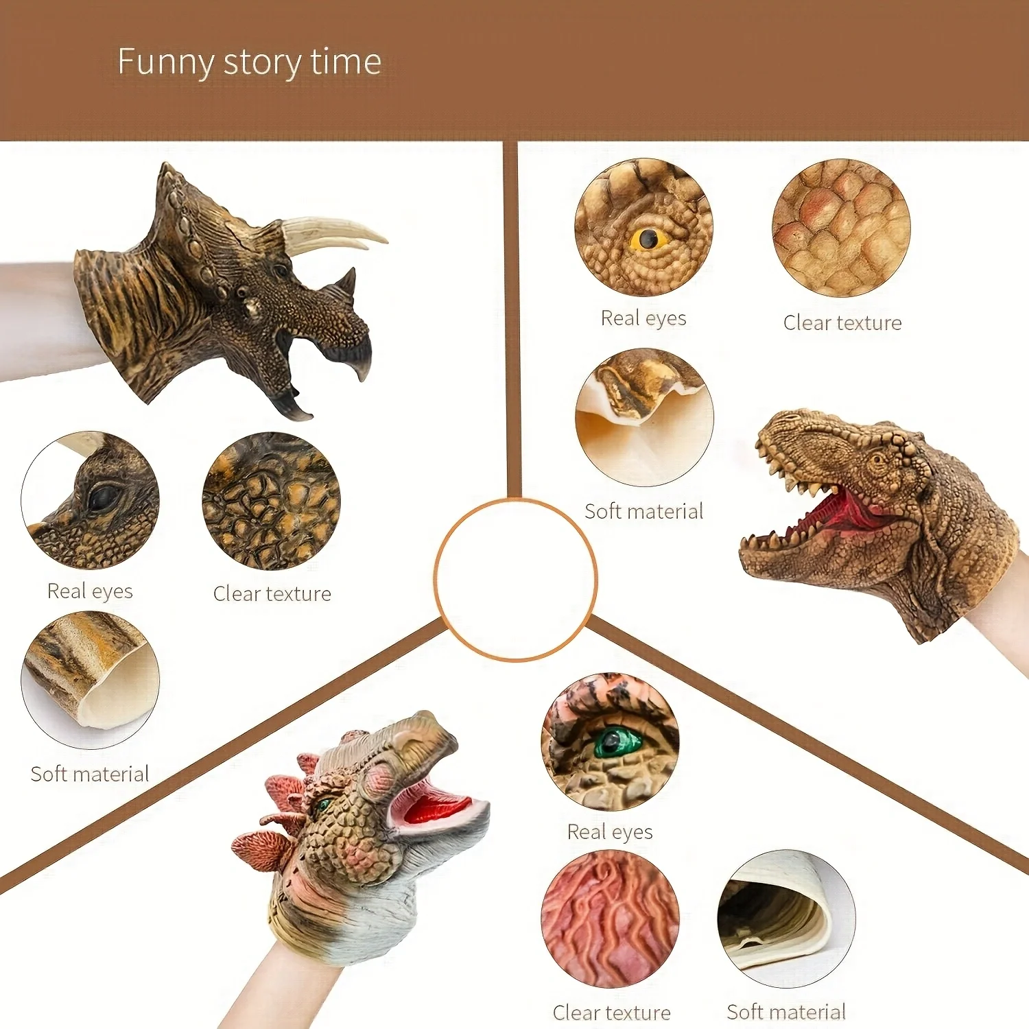 Fantoche de dinossauro realista cabeça de dinossauro fantoches de mão brinquedo fantoche de mão de borracha flexível brinquedos de dinossauro macio para crianças