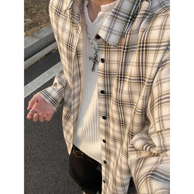 

Vintage Men Plaid Shirts Plus Size 5XL-M Fashion Turn Down Collar Long Sleeve Men's Casual Shirt All Match Blouse Homme Hot Sale