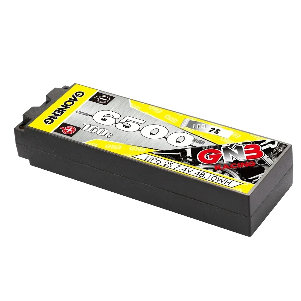 GNB-batería LiPo de 7,4 V, 6500mAh, 2S2P, 160C, carcasa rígida LCG 2S, conector T/XT60 de 5,0mm para coche y barco a control remoto 1:10 1/10