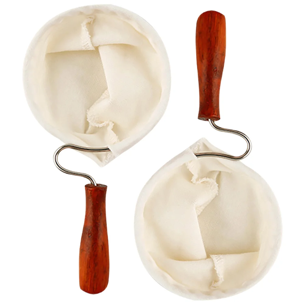 

2Pcs Reusable Flannel Coffee Filter Cloth Washable Wooden Handle Filter Bag Coffee Maker Use Cafe Cloth