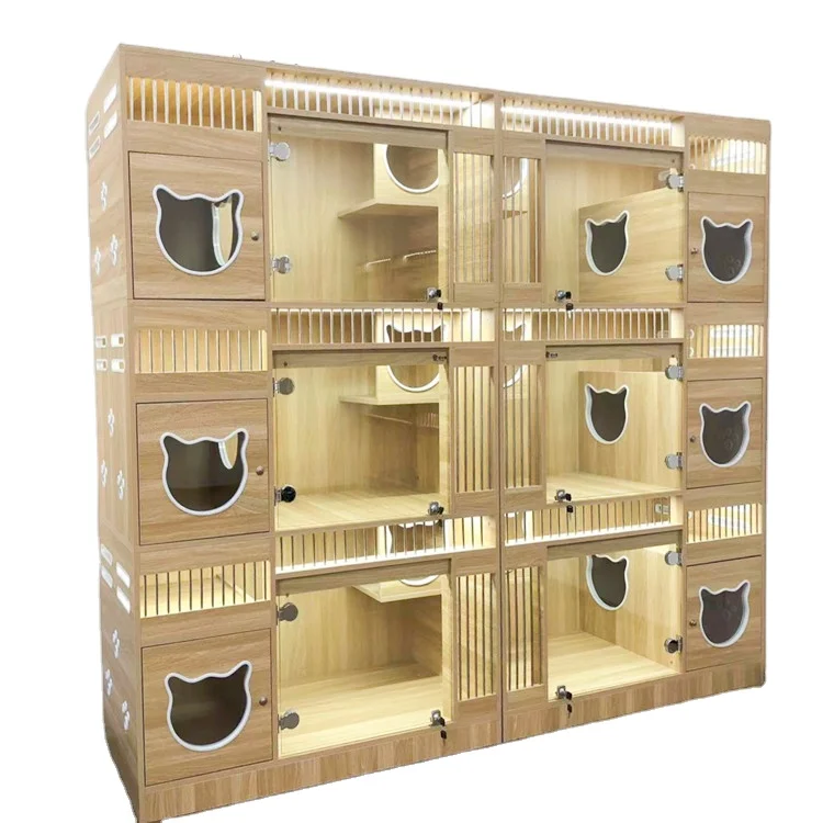 MT Medical 3-story cat wood villa pet cat cage villa furniture large luxury cat villa cage