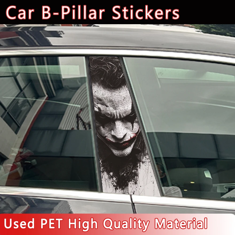 

2PCS of Graffiti Car Stickers DIY Car B-pillar Cover Scratches Waterproof Durable Cartoon Automobile Decoration Auto PET Decals