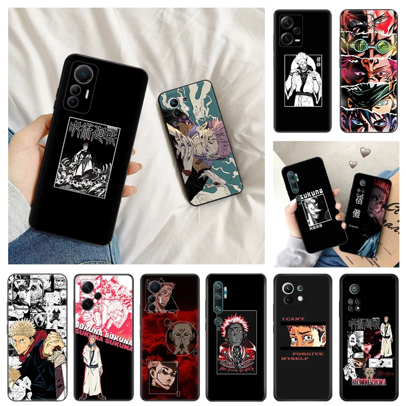 Ultra Thin Ryomen Sukuna Jujutsu Kaisen Black Phone Case for Redmi Note13 4G 12s 12c 13c Xiaomi 13 12 Lite 12x 12t Pro Cover